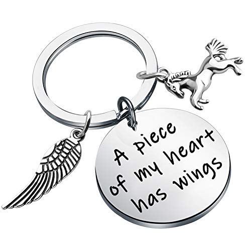 POTIY Horse Memory Gift In Memory Of Horse Jewelry A Piece of My Heart Has Wings Pet Pony Mourning Loss Keychain Sympathy Gift Horse Memory Keepsake (Keychain)