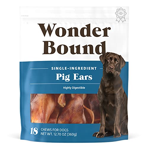Amazon Brand – Wonder Bound Whole Pig Ears Dog Treats, Pork, 12.7 ounce (Pack of 1)