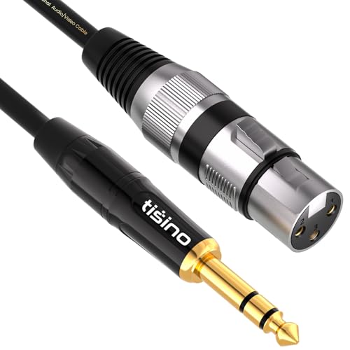 tisino XLR Female to 1/4 Inch (6.35mm) TRS Jack Lead Balanced Signal Interconnect Cable XLR to Quarter inch Patch Cable for Speaker - 3.3 Feet