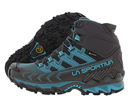 La Sportiva Womens Ultra Raptor II Mid GTX Hiking Boot, Carbon/Topaz, 8