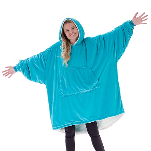 THE COMFY Original | Oversized Microfiber & Sherpa Wearable Blanket, Seen On Shark Tank, One Size Fits All (Aqua)