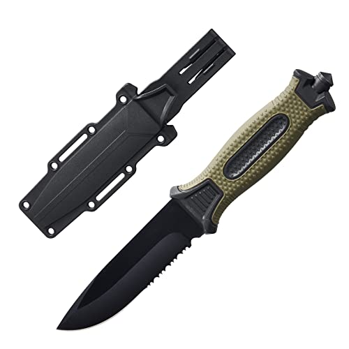 Leopcito 10' Fixed Blade Tactical Knives with Sheath and Clip, Stainless Steel Survival Hunting Bushcraft Full Tang Non-Slip Handle Outdoor Knife for Camping, Hunting, Adventure, Outdoors, EDC