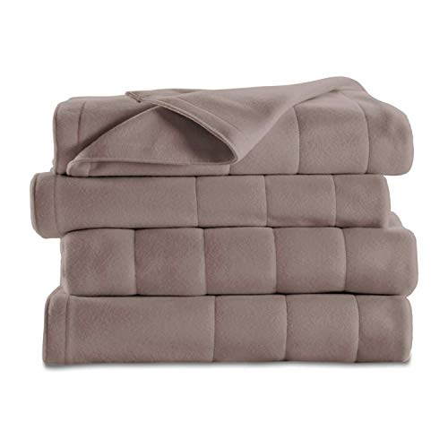 Sunbeam Royal Ultra Fleece Heated Electric Blanket Full Size, 84' x 72', 12 Heat Settings, 12-Hour Selectable Auto Shut-Off, Fast Heating, Machine Washable, Warm and Cozy, Mushroom