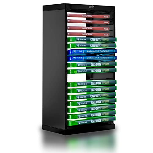Universal Game Storage Tower – Stores 18 Game or Blu-Ray Disks – Game Holder Rack for PS4, PS5, Xbox One, Xbox Series X/S, Nintendo Switch Games and Blu-Ray Disks