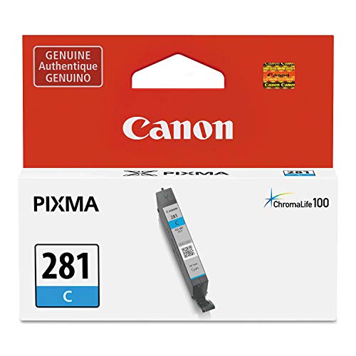 Canon Genuine Ink CLI-281 Cyan, Compatible to TR7520,TR8520,TR8620,TS6120,TS6220,TS6320,TS702,TS8120,TS8220,TS8320,TS9120,TS9520 Printers