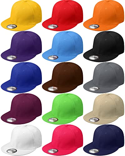 JaGely 15 Pack Snapback Hats for Men Hip Hop Style Hats Solid Baseball Hats Adjustable Snapback Cap Flat Brim Baseball Caps(Fresh Colors), One Size-Medium