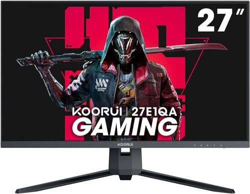 KOORUI 27-inch Gaming Monitor 144Hz QHD(2560 x 1440p) 2K, 1ms, HDR10, DCI-P3 90% Color Gamut, Adaptive G-Sync, FreeSync Premium, HDMI x 2, DisplayPort, Black