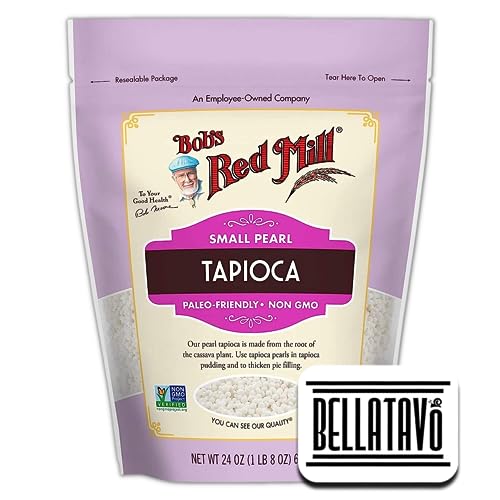 Small Tapioca Pearl Bundle. Includes 1-24 Oz Bag of Bob's Red Mill Small Pearl Tapioca. Bobs Red Mill Small Tapioca Pearls are Paleo Friendly & Non GMO Certified Comes with a BELLATAVO Fridge Magnet!