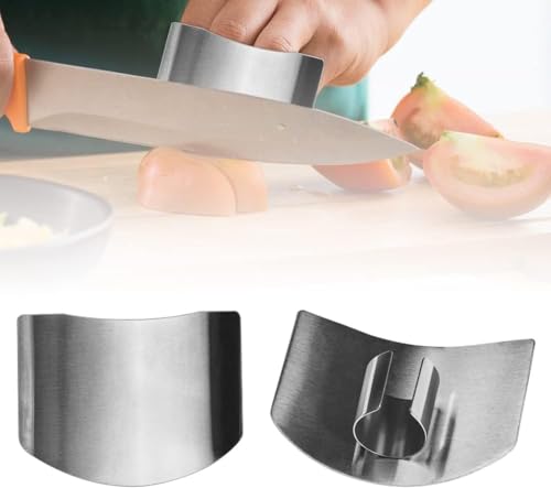 Stainless Steel Finger Guard, 2024 New Stainless Steel Finger Guard Knife Cutting Protector, Premium Slicing Tool Guard Finger Protector for Slicing, Dicing, Chopping Vegetables (2Pcs)