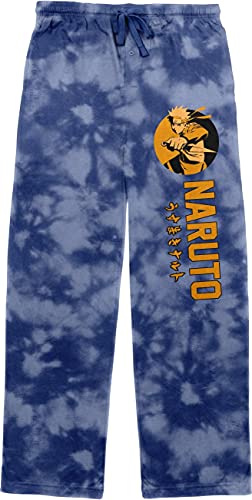 Bioworld Men's Blue Tye Dye Naruto Shippuden Knife Attack Sleep Pajama Pants-M