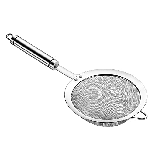 SUNWUKIN Stainless Steel Fine Mesh Strainers for Kitchen, Colander-Skimmer with Handle, Sieve Sifters for Food, Tea, Rice, Oil, Noodles, Fruits, Vegetable