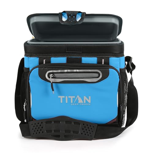 Titan Deep Freeze Cooler - Father's Day Gifts - 16 Can Zipperless Hardbody Cooler - Deep Freeze Insulation, HardBody Liner, and SmartShelf - Process Blue