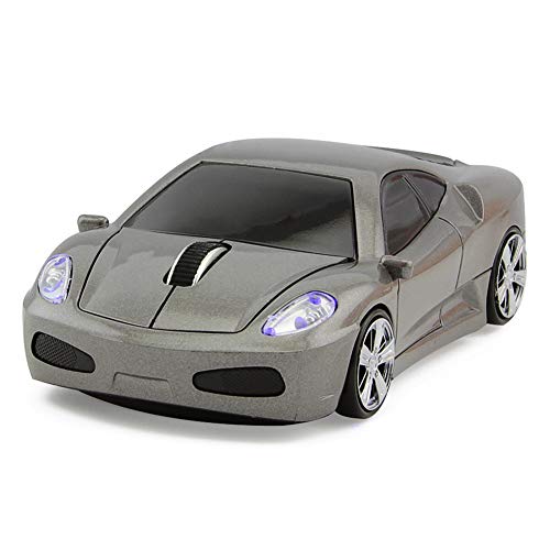 FIRSTMEMORY Car Mouse Wireless 2.4G Cool Sport Race Car Shaped Wireless Optical Mouse 1600 DPI for Computer PC Laptop Desktop (Gray)