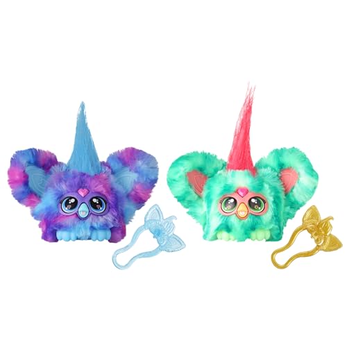 Furby Furblets 2-Pack, Mini Friends Luv-Lee & Mello-Nee, 45+ Sounds Each, Music & Furbish Phrases, Electronic Plush Toys, Red/Green & Purple/Blue, Kids Easter Gifts, Ages 6+