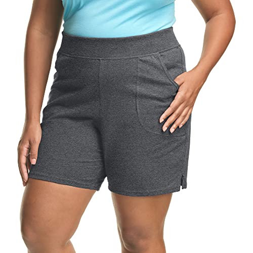 Just My Size Women's Plus Cotton Jersey Pull-On Shorts - 3X Plus - Charcoal Heather