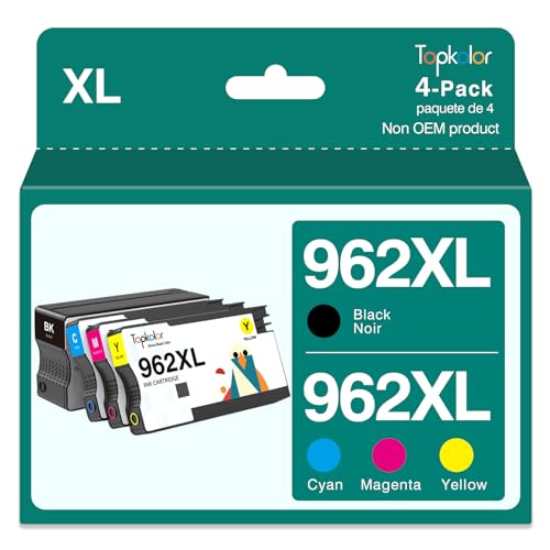 962XL Ink Cartridges Combo Pack Compatible for HP 962 XL Ink Cartridges HP 962 XL Work with HP OfficeJet Pro 9010 9012 9015 9020 9018 9025 9019 Printers,HP 962 962XL Black and Color Ink-4Packs