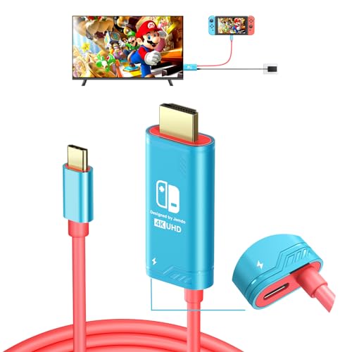 JINGDU Upgraded USB C to HDMI Cable Compatible with Nintendo Switch NS/OLED, Portable TV Adapter Connector Replaces The Original Dock for TV Screen Mirroring, Convenient for Travel, 4K HD, 2m, Blue
