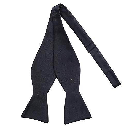 iHomor 100% Silk Mens Bowtie Self Tie Bow Tie Bowtie Tuxedo Wedding Solid Color Formal Bow Ties for Man Many Colors (Black)