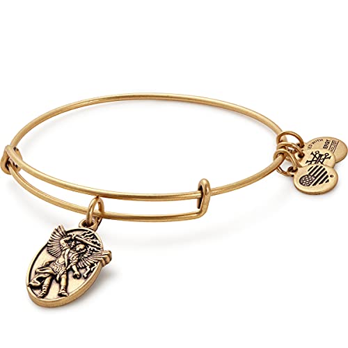 Alex and Ani Divine Guides Expandable Bangle Bracelet for Women, Archangel Michael Engraved Charm, Rafaelian Gold Finish, 2 to 3.5 in