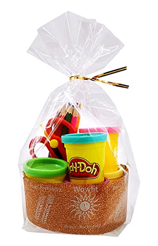 Wowfit 50 CT 8” x 12” Clear Flat Cellophane Treat Bags with 6” Gold Twist Ties, Cello Packaging for Mugs, Dessert, Muffins, Party Favors and Gift Wrapping