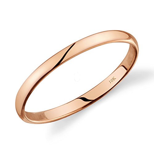 GUCABE Plain ring,olished Womens Wedding Bands，Lightweight gold-plated, ladies' ring,Simple and generous, suitable for various occasions (Rose Gold, 8)