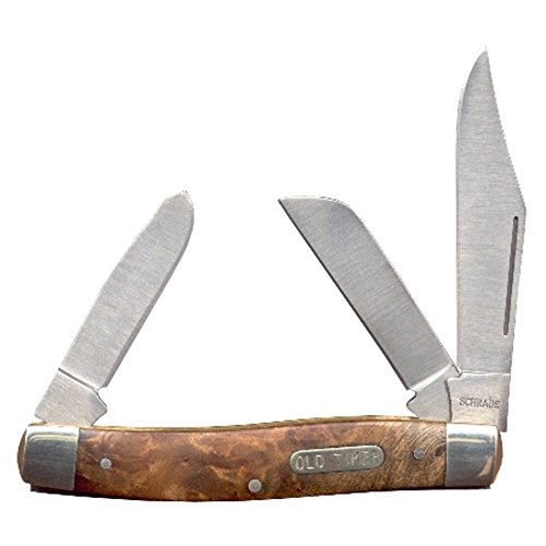 Old Timer 8OTW Senior 6.9in Traditional Folding Pocket Knife with 3 High Carbon Stainless Steel Blades, Desert Iron Wood Handle, and Convenient Size for EDC, Hunting, Camping, Whittling, and Outdoors