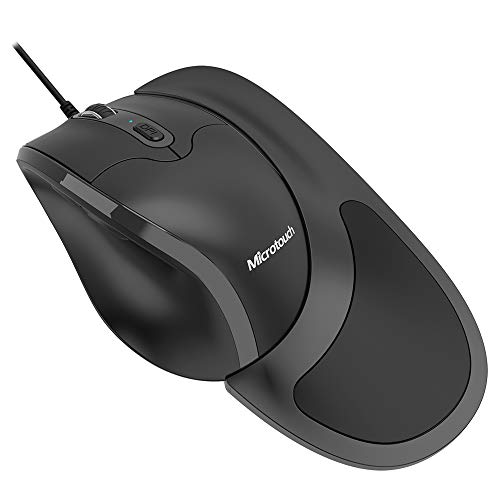 Semi-Vertical Ergonomic Mouse Newtral 3, Wired USB Medium Size, All Buttons Programmable, 1000/1500/2000/2500/3200/4800 DPI, Detachable Magnetic Palm Support Black