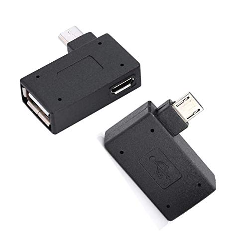 OTG Adapter, 90* Angle USB Port Adapter, Micro OTG Cable 2 Pack Compatible with Firestick 2nd Gen, 3rd Gen and 4K, Android Smartphones, Tablets, Rii, Logitech Keyboards, Nintendo, SNES, NES
