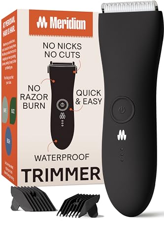 MERIDIAN Body Hair Trimmer for Men Manscape, Ball Trimmer Men, No Nick, No Cut, No Razor Burn Pubic, Groin and Body Shaver - Waterproof & Rechargeable Electric Full Body Groomer - Onyx