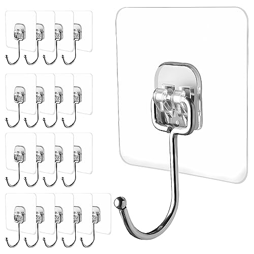 LGDNNYYY Large Adhesive Hooks, 18-Pack Hold 44lb(Max) Heavy Duty Sticky Hooks,Waterproof and Rustproof Wall Hooks for Hanging Can be Use Kitchen Bathroom Ceiling Office Window Home Improvement