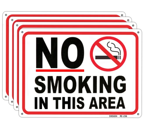 No Smoking Signs for Business No Vaping Sign 10'x14' Rust Free Aluminum UV Printed,4 pre-drilled Holes.Durable/Weatherproof (4-Pack)