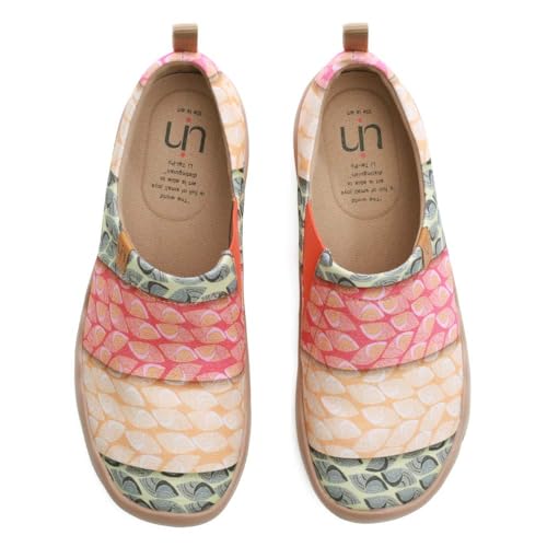 UIN Women's Walking Travel Shoes Slip On Canvas Casual Loafers Lightweight Art Painted Flats Comfort Fashion Sneaker Bodhi Leaf (8)