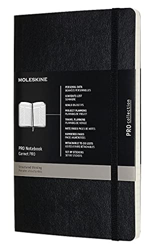 Moleskine PRO Notebook, Soft Cover, Large (5' x 8.25') Professional Project Planning, Black
