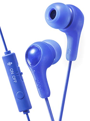 JVC Gumy Gamer, in Ear Earbud Headphones with Mic, Remote, and Mute Switch for Gaming and Chatting, Powerful Sound, Comfortable and Secure Fit, Silicone Ear Pieces S/M/L - HAFX7GA (Blue),Medium