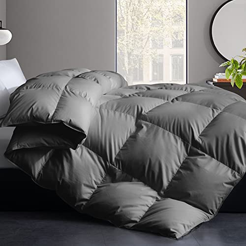 Cosybay Feather Comforter Filled with Feather & Down Queen Size - All Season Grey Queen Size Duvet Insert- Luxurious Hotel Bedding Comforters with 100% Cotton Cover - Queen 90 x 90 Inch