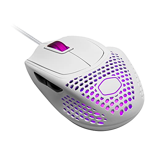 Cooler Master MM720 White Matte Lightweight Gaming Mouse with Ultraweave Cable, 16000 DPI Optical Sensor, RGB and Unique Claw Grip Shape (MM-720-WWOL1)