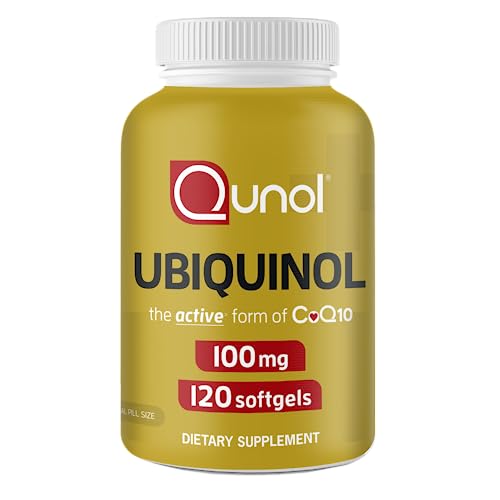 Qunol Ubiquinol CoQ10 100mg Softgels, Ubiquinol - Active Form of Coenzyme Q10, Antioxidant for Heart Health, Healthy Blood Pressure Levels, Beneficial to Statin Users, 120 Count
