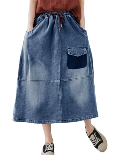 Summer Loose Vintage Denim Skirt Women's Fashion New Denim Embroidery Print Skirt Korean Leisure Women's Denim Skirt