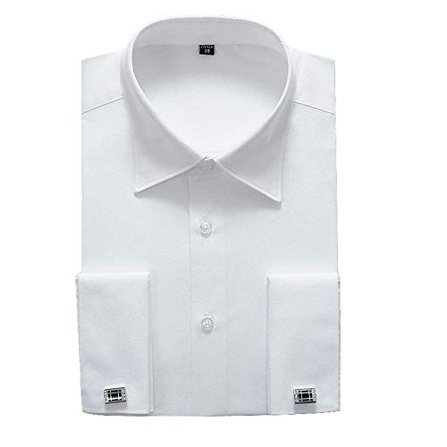 Alimens & Gentle French Cuff Regular Fit Dress Shirts (Cufflink Included) (15.5' Neck - 34'/35' Sleeve, White New)