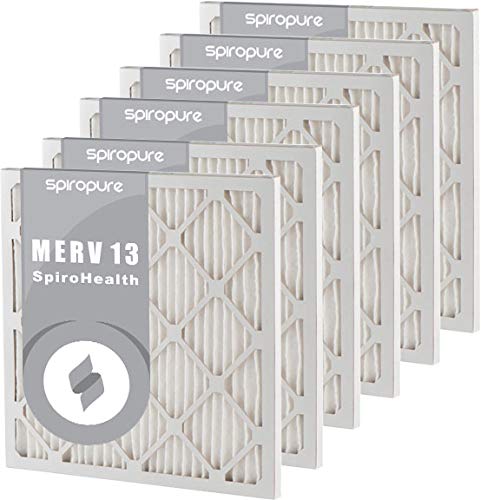 SpiroPure 9x11x1 MERV 13 Pleated Filter Air Filters - Made in USA (6 Pack)