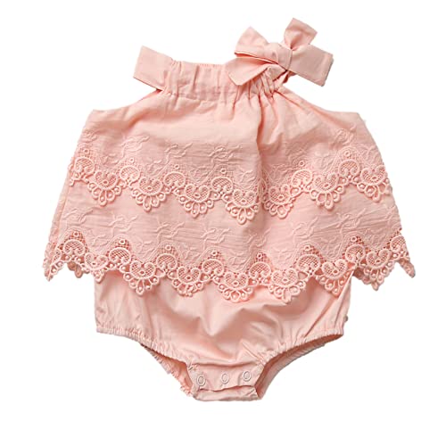 Colorful Childhood Newborn Baby Romper Girls Jumpsuit Infant Bodysuit Tutu Lace Dress Clothes Outfit Pink Size 12-18 Months