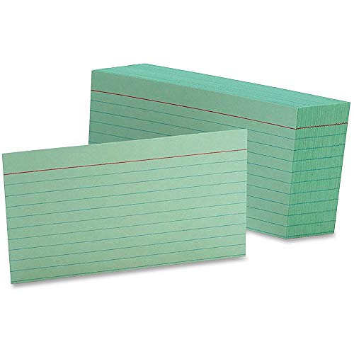 Oxford Ruled Color Index Cards, 3' x 5', Green, 100 Per Pack (7321 GRE)