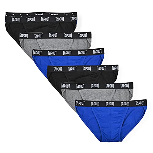 TAPOUT Mens Briefs String Bikini Underwear for Men, Comfortable Cotton, Assorted Colors, No Fly- 6 Pack(3X-Large)