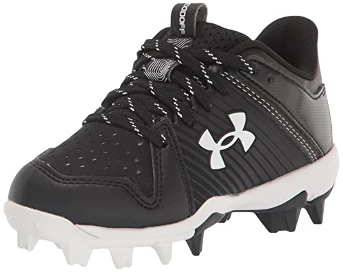 Under Armour Baby Boys Leadoff Low Junior Rubber Molded Cleat Baseball Shoe, (001) Black/Black/White, 3.5 Big Kid US