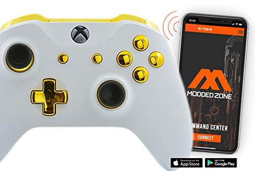 MODDEDZONE Rapid Fire Custom Standard Modded Controller compatible with Xbox One S/X 40 Mods for All Major Shooter Games (3.5 mm jack) (White/Gold)