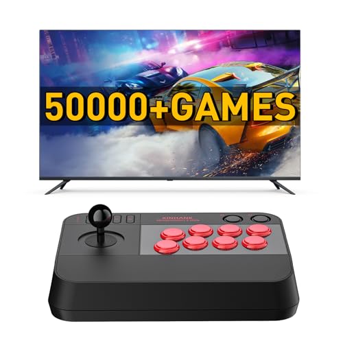 Kinhank Super Console Arcade Game Console & Stick, 50000+ Classic Arcade Games Pre-Installed in 256G TF Card(Included), S905X3 Chip, Compatible with PC Host/Android Phone etc, HD-Out,Black (256G)