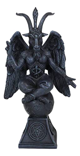 Ebros Gift Sabbatic Goat Idol Baphomet Resin Statue Occultic Illuminati The Horned God Goat of Mendes Altar Sculpture Figurine (6.5' Tall Faux Stone Grey)