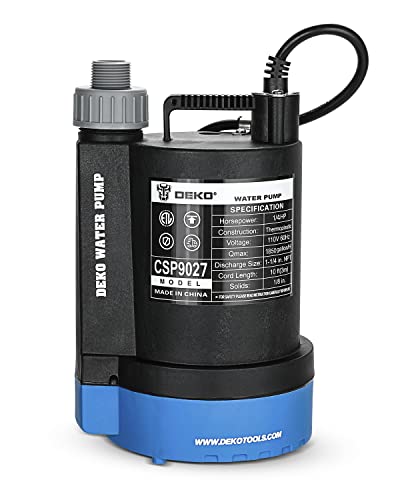 DEKOPRO Submersible Water Pump 1/4 HP 1850GPH Thermoplastic Utility Pump Electric Portable Transfer Water Pump for Pool Tub Garden Pond Draining