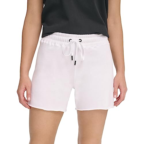 DKNY Women's Knockout Logo Wavy Short, WHT/Black, Medium