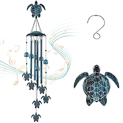 LESES Wind Chimes Sea Turtle Wind Chime for Outside with 4 Aluminum Tubes, Windchimes Outdoors Clearance Home Garden Patio Decor Memorial Wind Chimes for Mom Grandma Unique Birthday Festival Gifts